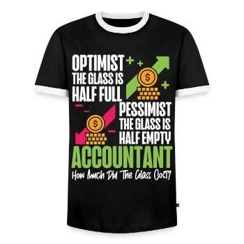 Accountant Bookkeeper Accounting - Men's Ringer Shirt - black/white - Front - AI Model Female 172 light (172cm) & AI Model Male 178 light (178cm)