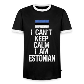 I can not Keep Calm I am Estonian - Men's Ringer Shirt - black/white - Front - AI Model Female 172 light (172cm) & AI Model Male 178 light (178cm)
