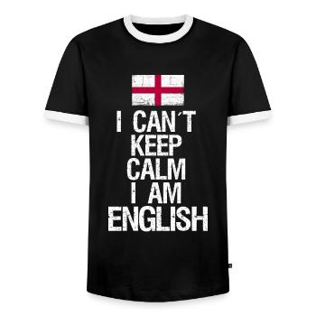 Je ne peux pas rester calme Je suis anglais - T-shirt contrasté Homme - noir/blanc - Devant - AI Model Female 172 light (172cm) & AI Model Male 178 light (178cm)