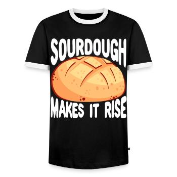Drôle de boulanger - T-shirt contrasté Homme - noir/blanc - Devant - AI Model Female 172 light (172cm) & AI Model Male 178 light (178cm)