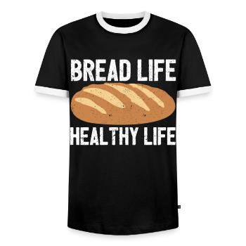 Funny bread baker - Men's Ringer Shirt - black/white - Front - AI Model Female 172 light (172cm) & AI Model Male 178 light (178cm)
