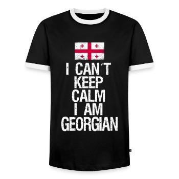 Je ne peux pas rester calme Je suis géorgien - T-shirt contrasté Homme - noir/blanc - Devant - AI Model Female 172 light (172cm) & AI Model Male 178 light (178cm)