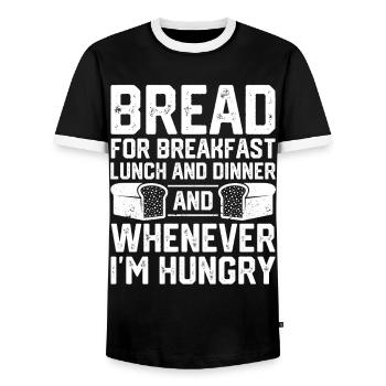 Funny bread baker - Men's Ringer Shirt - black/white - Front - AI Model Female 172 light (172cm) & AI Model Male 178 light (178cm)