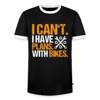 Zweiradmechatroniker Motorrad Motorcycle Mechanic - Männer Kontrast-T-Shirt - Schwarz/Weiß - Vorne - AI Model Female 172 light (172cm) & AI Model Male 178 light (178cm)