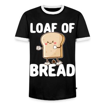 Funny bread baker - Men's Ringer Shirt - black/white - Front - AI Model Female 172 light (172cm) & AI Model Male 178 light (178cm)