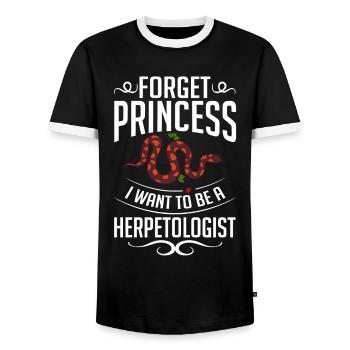 Herpetologie Reptilien Herpetologe Echsen - Männer Kontrast-T-Shirt - Schwarz/Weiß - Vorne - AI Model Female 172 light (172cm) & AI Model Male 178 light (178cm)