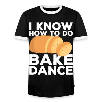 Funny bread baker - Men's Ringer Shirt - black/white - Front - AI Model Female 172 light (172cm) & AI Model Male 178 light (178cm)
