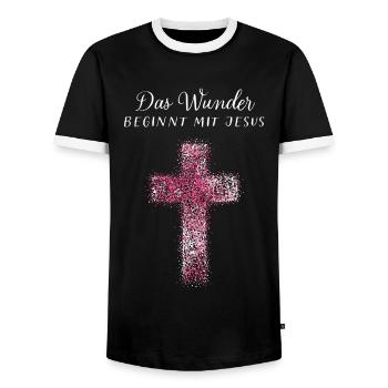 Jésus Saison de Noël Dieu Foi Chrétiens Jésus - T-shirt contrasté Homme - noir/blanc - Devant - AI Model Female 172 light (172cm) & AI Model Male 178 light (178cm)