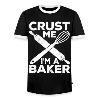 Lustiger Brotbacken-Bäcker - Männer Kontrast-T-Shirt - Schwarz/Weiß - Vorne - AI Model Female 172 light (172cm) & AI Model Male 178 light (178cm)