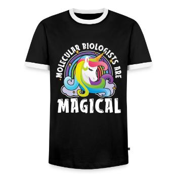 Biology Biologist Unicorn Molecular Biologist - Men's Ringer Shirt - black/white - Front - AI Model Female 172 light (172cm) & AI Model Male 178 light (178cm)