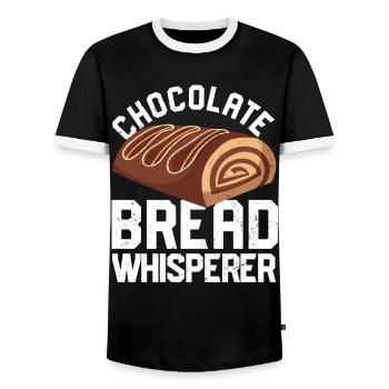 Funny bread baker - Men's Ringer Shirt - black/white - Front - AI Model Female 172 light (172cm) & AI Model Male 178 light (178cm)