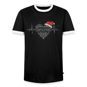 Snowboard Sports d’hiver Noël Santa Hat - T-shirt contrasté Homme - noir/blanc - Devant - AI Model Female 172 light (172cm) & AI Model Male 178 light (178cm)