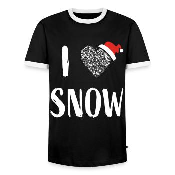 Snow Winter Winter Time Winter Sports Apres Ski - Men's Ringer Shirt - black/white - Front - AI Model Female 172 light (172cm) & AI Model Male 178 light (178cm)