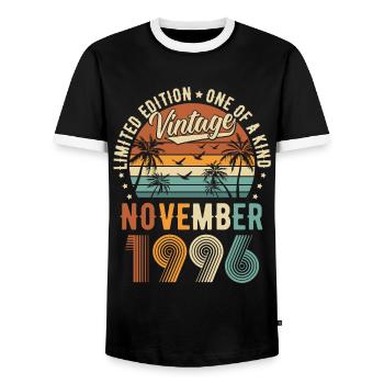 Limited Edition November 1996 Geburtstag Geschenk - Männer Kontrast-T-Shirt - Schwarz/Weiß - Vorne - AI Model Female 172 light (172cm) & AI Model Male 178 light (178cm)
