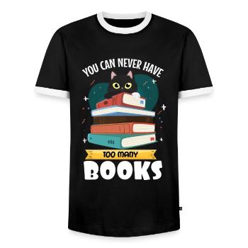 Vous ne pouvez jamais avoir trop de livres - T-shirt contrasté Homme - noir/blanc - Devant - AI Model Female 172 light (172cm) & AI Model Male 178 light (178cm)