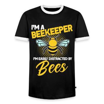 Beekeeping Beekeepers Bees Honey Beekeepers - Men's Ringer Shirt - black/white - Front - AI Model Female 172 light (172cm) & AI Model Male 178 light (178cm)