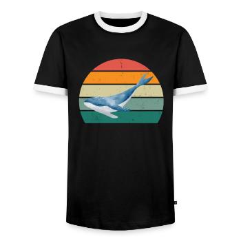 Whales Cetaceans Mammals Marine mammals Whales - Men's Ringer Shirt - black/white - Front - AI Model Female 172 light (172cm) & AI Model Male 178 light (178cm)