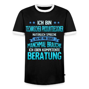 Technischer Produktdesigner - Männer Kontrast-T-Shirt - Schwarz/Weiß - Vorne - AI Model Female 172 light (172cm) & AI Model Male 178 light (178cm)