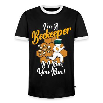 Beekeeping Beekeepers Bees Honey Beekeepers - Men's Ringer Shirt - black/white - Front - AI Model Female 172 light (172cm) & AI Model Male 178 light (178cm)