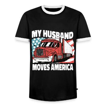 Beruf - My Husband moves america - Männer Kontrast-T-Shirt - Schwarz/Weiß - Vorne - AI Model Female 172 light (172cm) & AI Model Male 178 light (178cm)