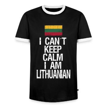 I can not Keep Calm I am Lithuanian - Men's Ringer Shirt - black/white - Front - AI Model Female 172 light (172cm) & AI Model Male 178 light (178cm)