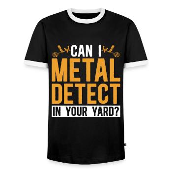 Détection de métaux Puis-je creuser des métaux Hunter Detectorist - T-shirt contrasté Homme - noir/blanc - Devant - AI Model Female 172 light (172cm) & AI Model Male 178 light (178cm)