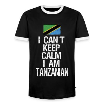 Je ne peux pas rester calme Je suis tanzanien - T-shirt contrasté Homme - noir/blanc - Devant - AI Model Female 172 light (172cm) & AI Model Male 178 light (178cm)