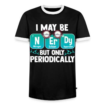 Nerd periodic table - Men's Ringer Shirt - black/white - Front - AI Model Female 172 light (172cm) & AI Model Male 178 light (178cm)