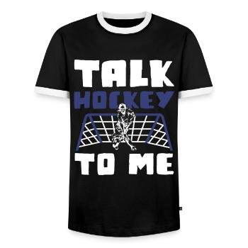 Field Hockey Sports - Men's Ringer Shirt - black/white - Front - AI Model Female 172 light (172cm) & AI Model Male 178 light (178cm)