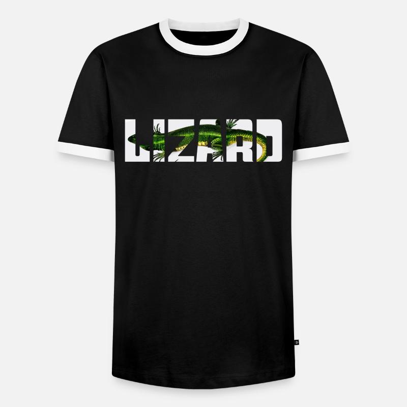 Eidechse - Männer Kontrast-T-Shirt - Schwarz/Weiß