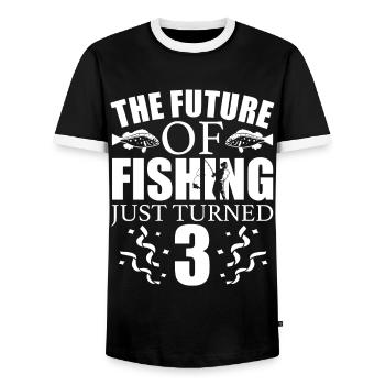 Fishing Angler Fishing - Men's Ringer Shirt - black/white - Front - AI Model Female 172 light (172cm) & AI Model Male 178 light (178cm)