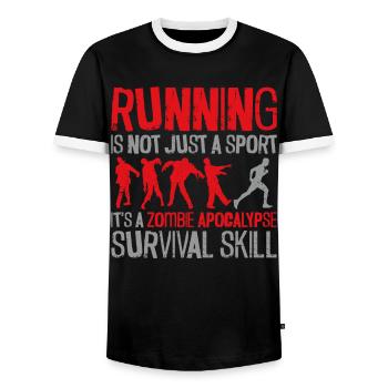 Running Runner Semi-Marathon - T-shirt contrasté Homme - noir/blanc - Devant - AI Model Female 172 light (172cm) & AI Model Male 178 light (178cm)