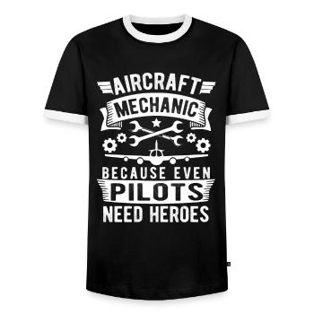 Flugzeug Mechaniker Lustig - Männer Kontrast-T-Shirt - Schwarz/Weiß - Vorne - AI Model Female 172 light (172cm) & AI Model Male 178 light (178cm)