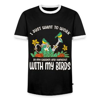 Jardin et oiseaux Birding Oiseaux amoureux Cadeaux - T-shirt contrasté Homme - noir/blanc - Devant - AI Model Female 172 light (172cm) & AI Model Male 178 light (178cm)