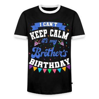 It's my brother's birthday party - Men's Ringer Shirt - black/white - Front - AI Model Female 172 light (172cm) & AI Model Male 178 light (178cm)