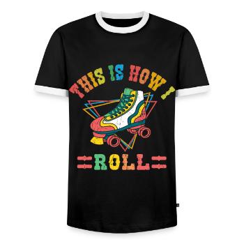 Retro This Is How I Roll Vintage Roller Skating Skater - Men's Ringer Shirt - black/white - Front - AI Model Female 172 light (172cm) & AI Model Male 178 light (178cm)