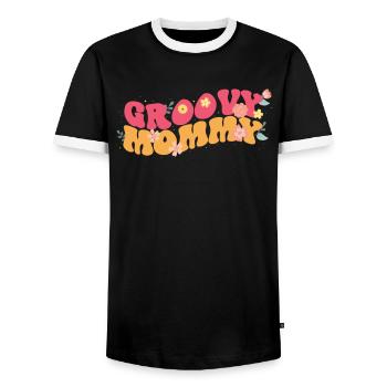 Groovy Mommy Garden Plant Fleurs Décoration Florale - T-shirt contrasté Homme - noir/blanc - Devant - AI Model Female 172 light (172cm) & AI Model Male 178 light (178cm)
