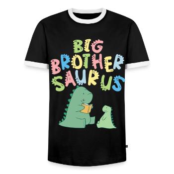 Großer Bruder Saurus Geschwister Herbivore - Männer Kontrast-T-Shirt - Schwarz/Weiß - Vorne - AI Model Female 172 light (172cm) & AI Model Male 178 light (178cm)