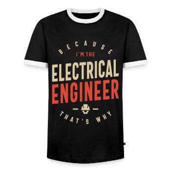 Electrical Engineer Job Occupation Birthday Worker - Men's Ringer Shirt - black/white - Front - AI Model Female 172 light (172cm) & AI Model Male 178 light (178cm)