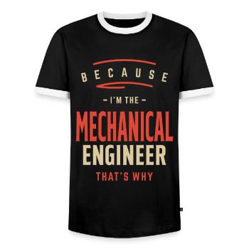 Mechanical Engineer Job Occupation Birthday Worker - Men's Ringer Shirt - black/white - Front - AI Model Female 172 light (172cm) & AI Model Male 178 light (178cm)