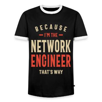 Network Engineer Job Occupation Birthday Worker - Men's Ringer Shirt - black/white - Front - AI Model Female 172 light (172cm) & AI Model Male 178 light (178cm)