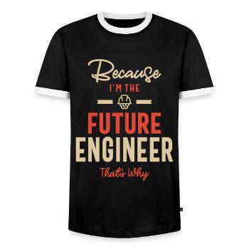 Future Engineer Job Occupation Birthday Worker - Men's Ringer Shirt - black/white - Front - AI Model Female 172 light (172cm) & AI Model Male 178 light (178cm)