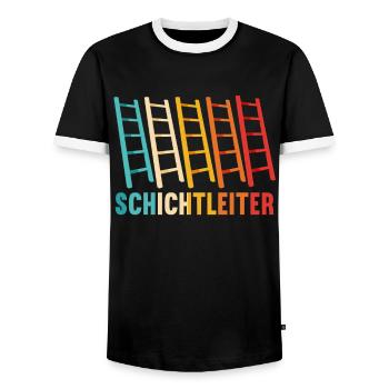 Schichtleiter Nachtschicht Schichtarbeiter - Männer Kontrast-T-Shirt - Schwarz/Weiß - Vorne - AI Model Female 172 light (172cm) & AI Model Male 178 light (178cm)