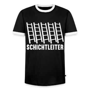Schichtleiter Nachtschicht Schichtarbeiter - Männer Kontrast-T-Shirt - Schwarz/Weiß - Vorne - AI Model Female 172 light (172cm) & AI Model Male 178 light (178cm)