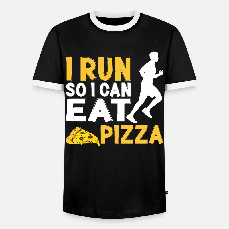 Running Runner Half Marathon Pizza - Männer Kontrast-T-Shirt - Schwarz/Weiß