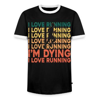 Running Runner Half Marathon - Männer Kontrast-T-Shirt - Schwarz/Weiß - Vorne - AI Model Female 172 light (172cm) & AI Model Male 178 light (178cm)