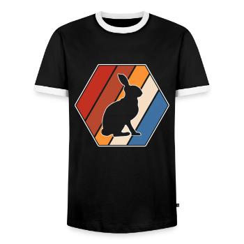 Hase Retro - Männer Kontrast-T-Shirt - Schwarz/Weiß - Vorne - AI Model Female 172 light (172cm) & AI Model Male 178 light (178cm)