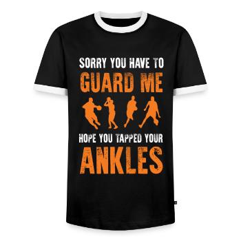Basketball Sports - Men's Ringer Shirt - black/white - Front - AI Model Female 172 light (172cm) & AI Model Male 178 light (178cm)