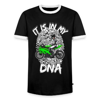 Moto Lifestyle / Moto / Moto motard - T-shirt contrasté Homme - noir/blanc - Devant - AI Model Female 172 light (172cm) & AI Model Male 178 light (178cm)
