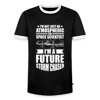Météorologue Citation Cadeau Météorologie - T-shirt contrasté Homme - noir/blanc - Devant - AI Model Female 172 light (172cm) & AI Model Male 178 light (178cm)